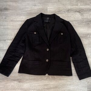 Banana Republic Factory Black Linen-Blend Blazer Women’s Size 10